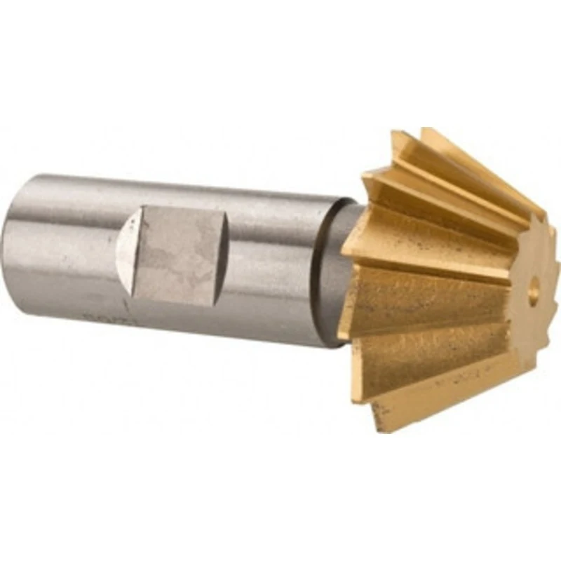 Made in USA 1-1/2 x 5/8 60 12-Tooth High Speed Steel Single-Angle Cutter TiN Finish, Right Hand Cut, 2-3/4 OAL, 3/4 S...